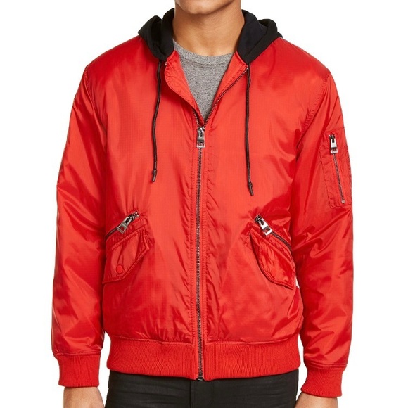 GUESS Men’s New Wave Hooded Bomber Jacket - Picture 1 of 10